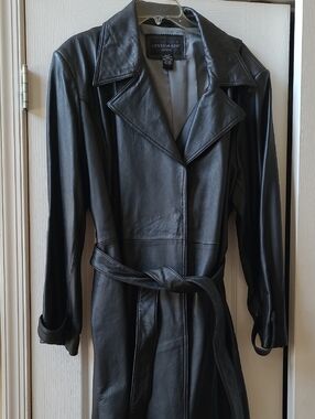 Centigrade Women's Genuine Leather Trench Coat - Size 2X